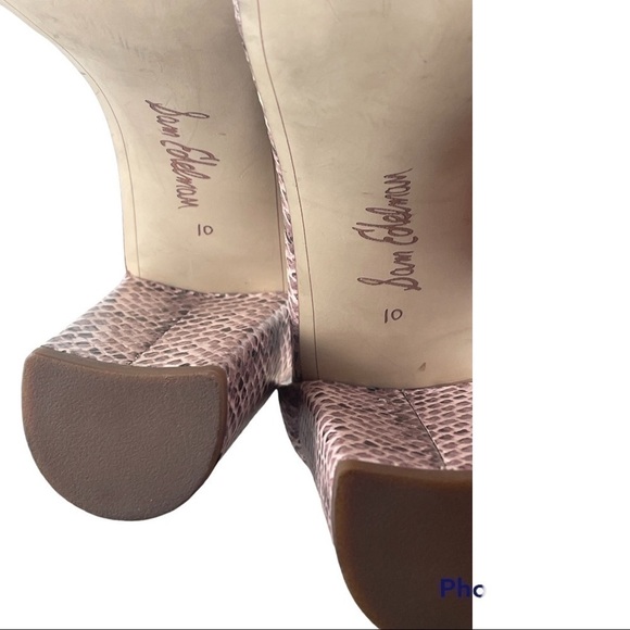 Sam Edelman Yaro Ankle Strap Sandal Size 10 Color Pale Pink Leather Snake Print - Picture 8 of 8
